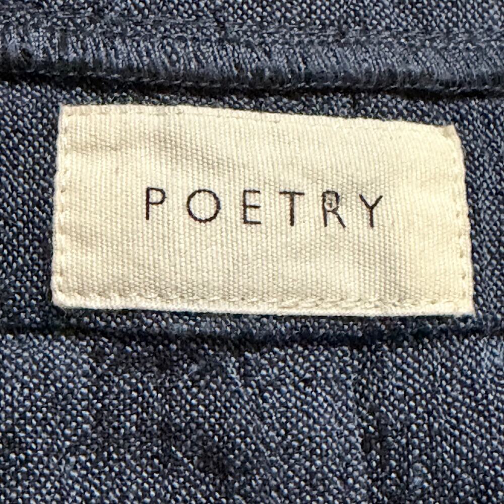 POETRY Dark Indigo Linen Blend Cropped Wide Leg Jumpsuit US 8 - Picture 7 of 12